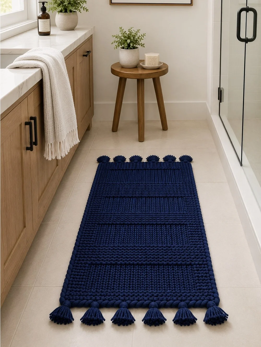 SERENA & LILY Healsburg Handknit Bath Tassel Accent Rug